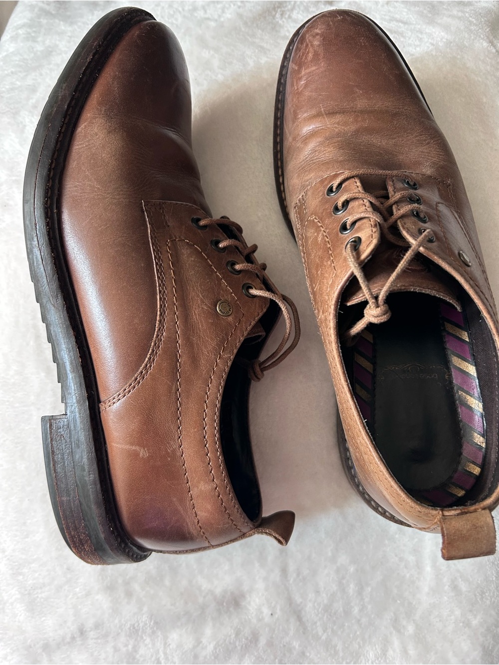 Base London Men’s Elba Brown Leather Derby Shoes Size 9 EU 42